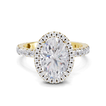 2.6 Ct  Oval Shape Halo Diamond Ring| 14K Yellow Gold