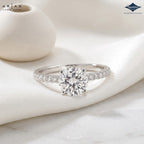 Arias by Lara Dutta Traditional Pave Solitaire Diamond Ring
