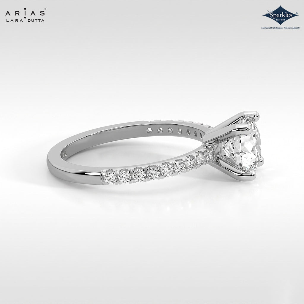 Arias by Lara Dutta Traditional Pave Solitaire Diamond Ring