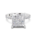 4.22 Ct Princess Shape Solitaire Diamond Ring| 14K White Gold