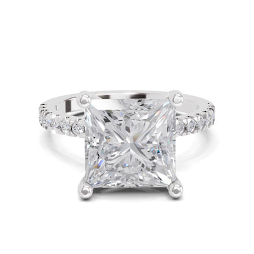 4.22 Ct Princess Shape Solitaire Diamond Ring| 14K White Gold