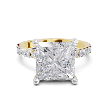 4.22 Ct Princess Shape Solitaire Diamond Ring| 14K Yellow Gold