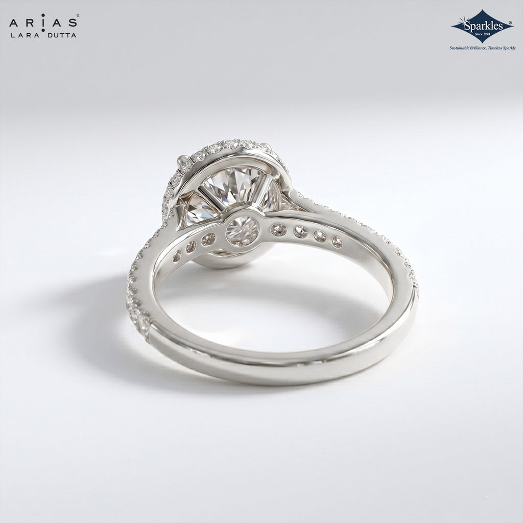 Arias by Lara Dutta Radiant Cut Halo Engagement Ring