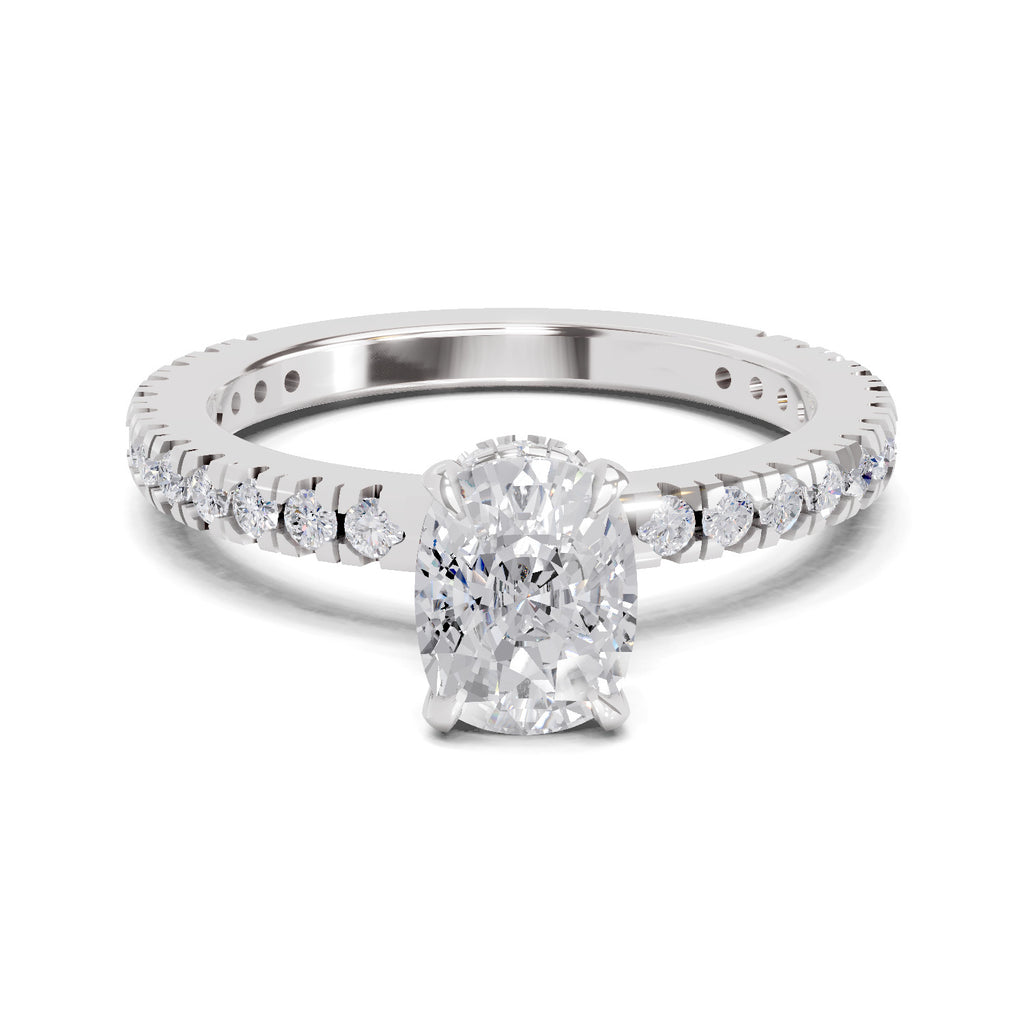 1.41 Ct Cushion Shape Solitaire Diamond Ring| 14K White Gold