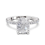 3.19 Ct Cushion Shape Solitaire Diamond Ring| 14K White Gold