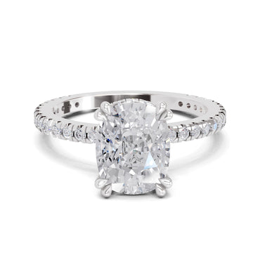 3.19 Ct Cushion Shape Solitaire Diamond Ring| 14K White Gold