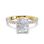 3.19 Ct Cushion Shape Solitaire Diamond Ring| 14K Yellow Gold