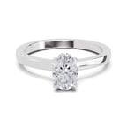 0.81 Ct Oval Shape Solitaire Diamond Ring| 14K White Gold