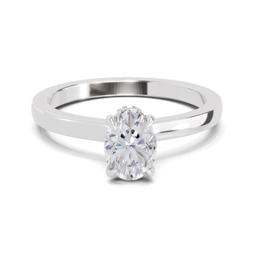0.81 Ct Oval Shape Solitaire Diamond Ring| 14K White Gold