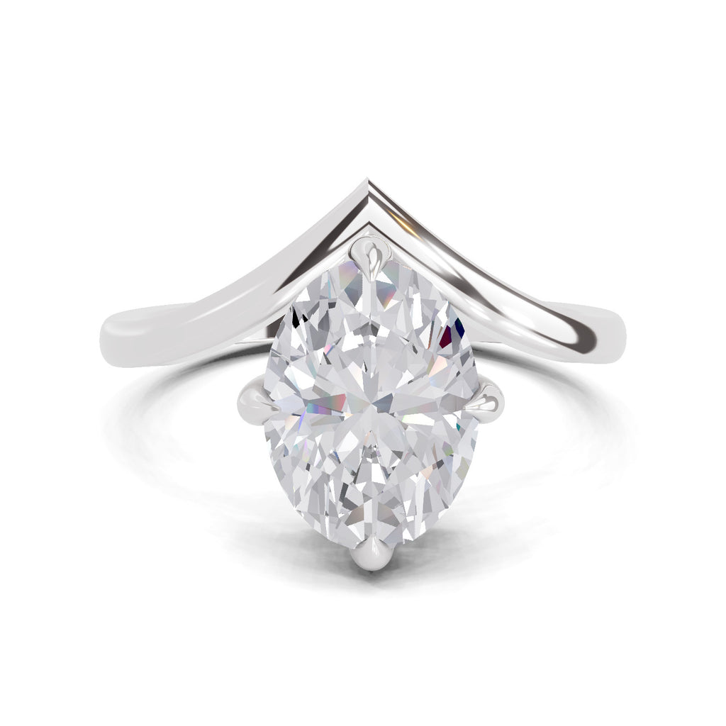 2 Ct Oval Shape Solitaire Diamond Ring| 14K White Gold