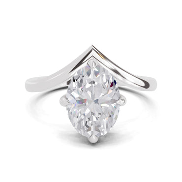 3 Ct Oval Shape Solitaire Diamond Ring| 14K White Gold