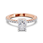 1.02 Ct Emerald Shape Solitaire Diamond Ring| 14K Rose Gold