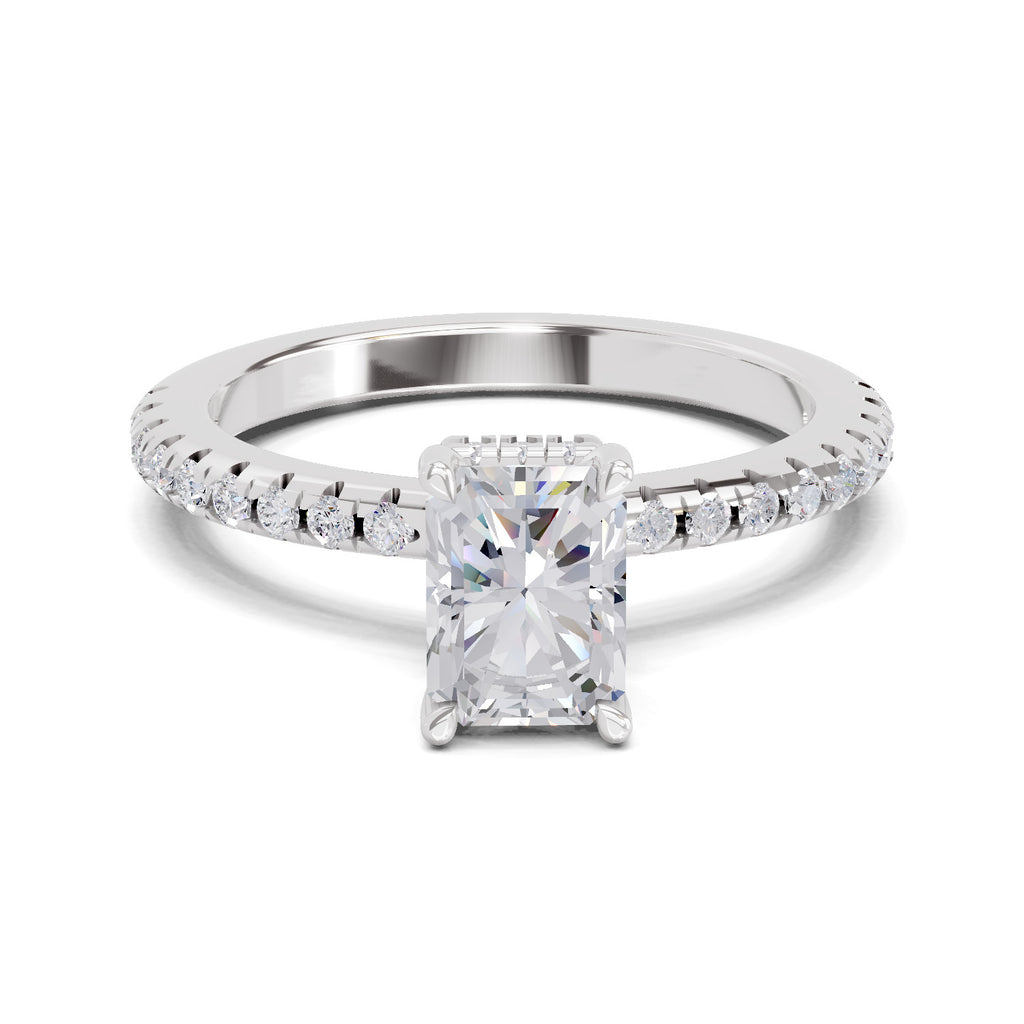 1.02 Ct Emerald Shape Solitaire Diamond Ring| 14K White Gold