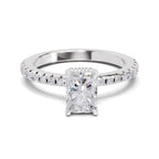 1.02 Ct Emerald Shape Solitaire Diamond Ring| 14K White Gold