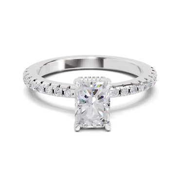 1.02 Ct Emerald Shape Solitaire Diamond Ring| 14K White Gold