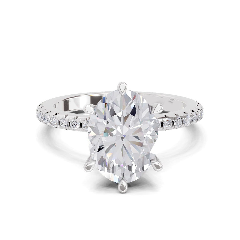 1.28 Ct Oval Shape Solitaire Diamond Ring| 14K White Gold