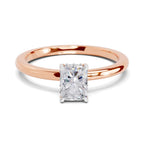 0.8 Ct Emerald Shape Solitaire Diamond Ring| 14K Rose Gold