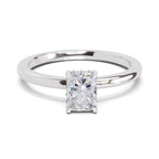 0.8 Ct Emerald Shape Solitaire Diamond Ring| 14K White Gold