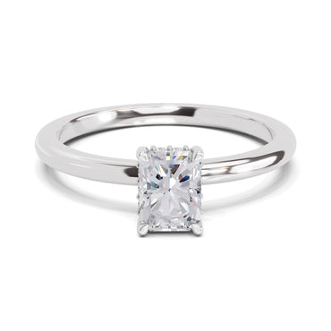0.8 Ct Emerald Shape Solitaire Diamond Ring| 14K White Gold
