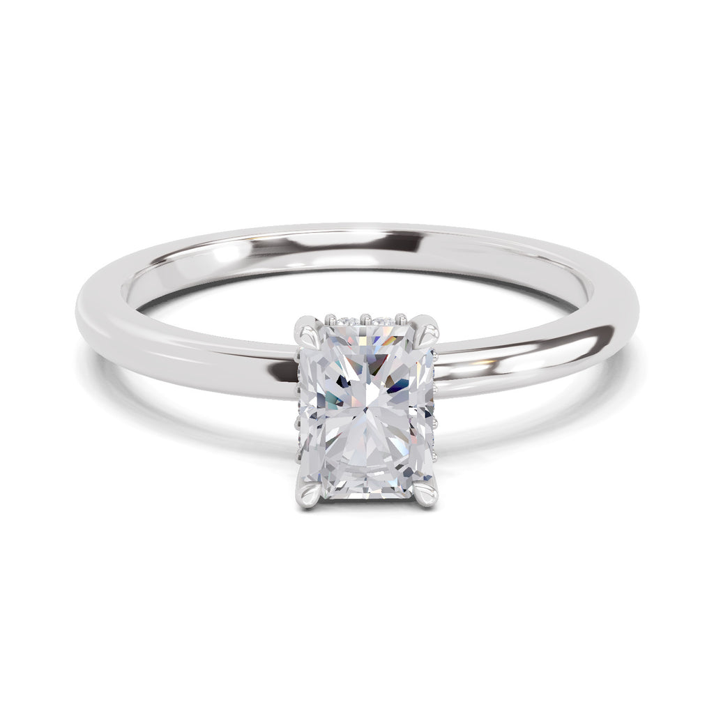 1.05 Ct Radiant Shape Solitaire Diamond Ring| 14K White Gold