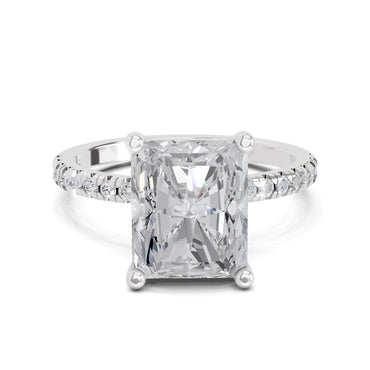 4.25 Ct Radiant Shape Solitaire Diamond Ring| 14K White Gold