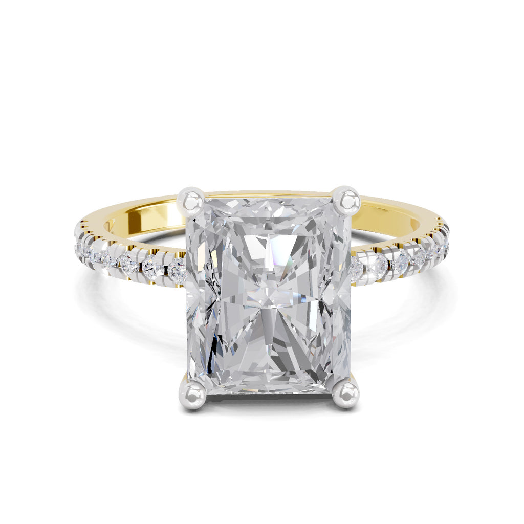 4.25 Ct Radiant Shape Solitaire Diamond Ring| 14K Yellow Gold