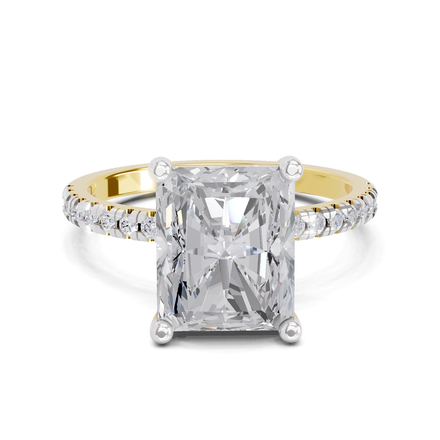 4.25 Ct Radiant Shape Solitaire Diamond Ring| 14K Yellow Gold