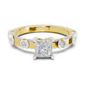 0.89 Ct Princess Shape Solitaire Diamond Ring| 14K Yellow Gold