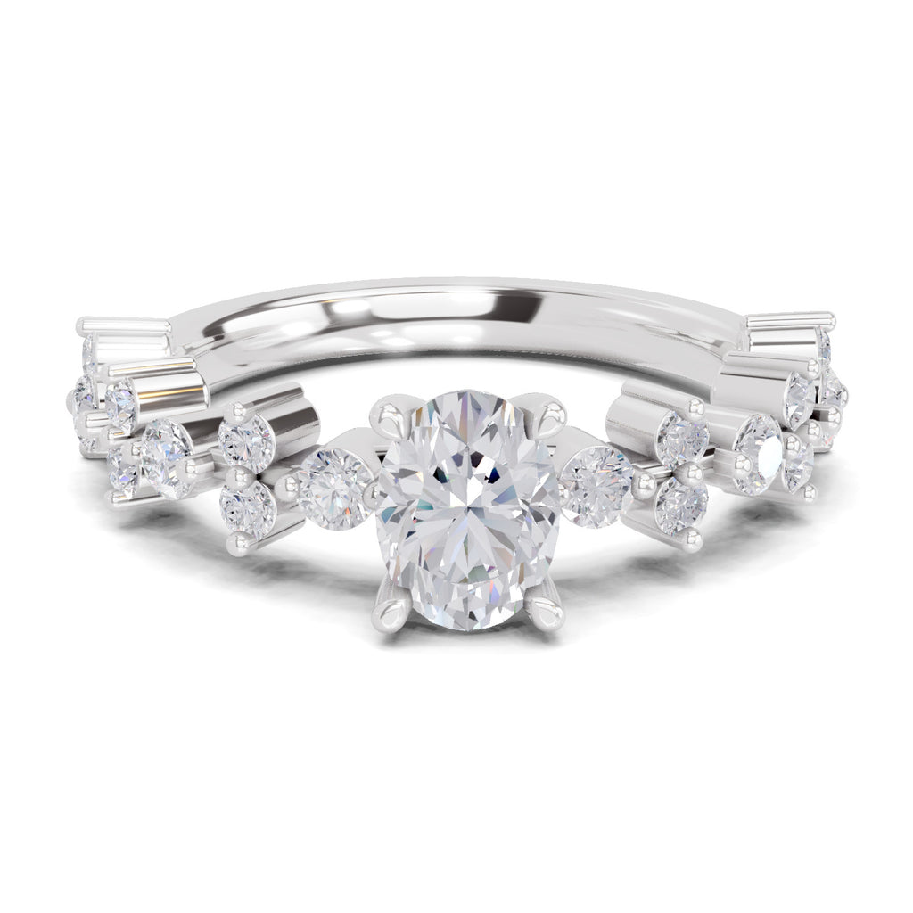 1.24 Ct Oval Shape Solitaire Diamond Ring| 14K White Gold