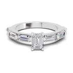 1.4 Ct Emerald Shape Solitaire Diamond Ring| 14K White Gold