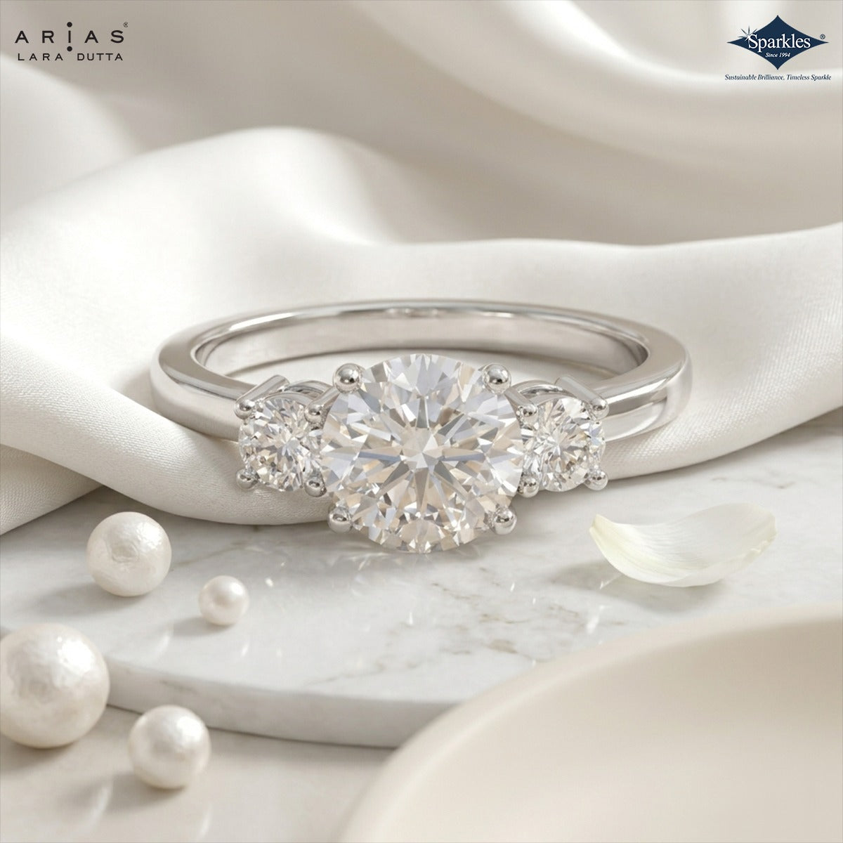 Arias by Lara Dutta Signature Three-Stone Trilogy Ring