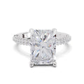 5.37 Ct Emerald Shape Solitaire Diamond Ring| 14K White Gold