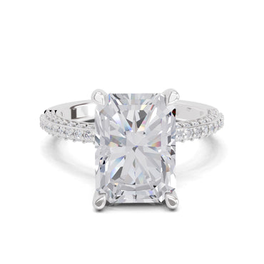 5.37 Ct Emerald Shape Solitaire Diamond Ring| 14K White Gold