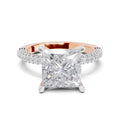 4.37 Ct Princess Shape Solitaire Diamond Ring| 14K Rose Gold