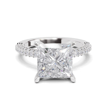 4.37 Ct Princess Shape Solitaire Diamond Ring| 14K White Gold