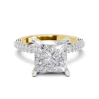 4.37 Ct Princess Shape Solitaire Diamond Ring| 14K Yellow Gold