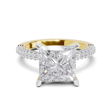 4.37 Ct Princess Shape Solitaire Diamond Ring| 14K Yellow Gold