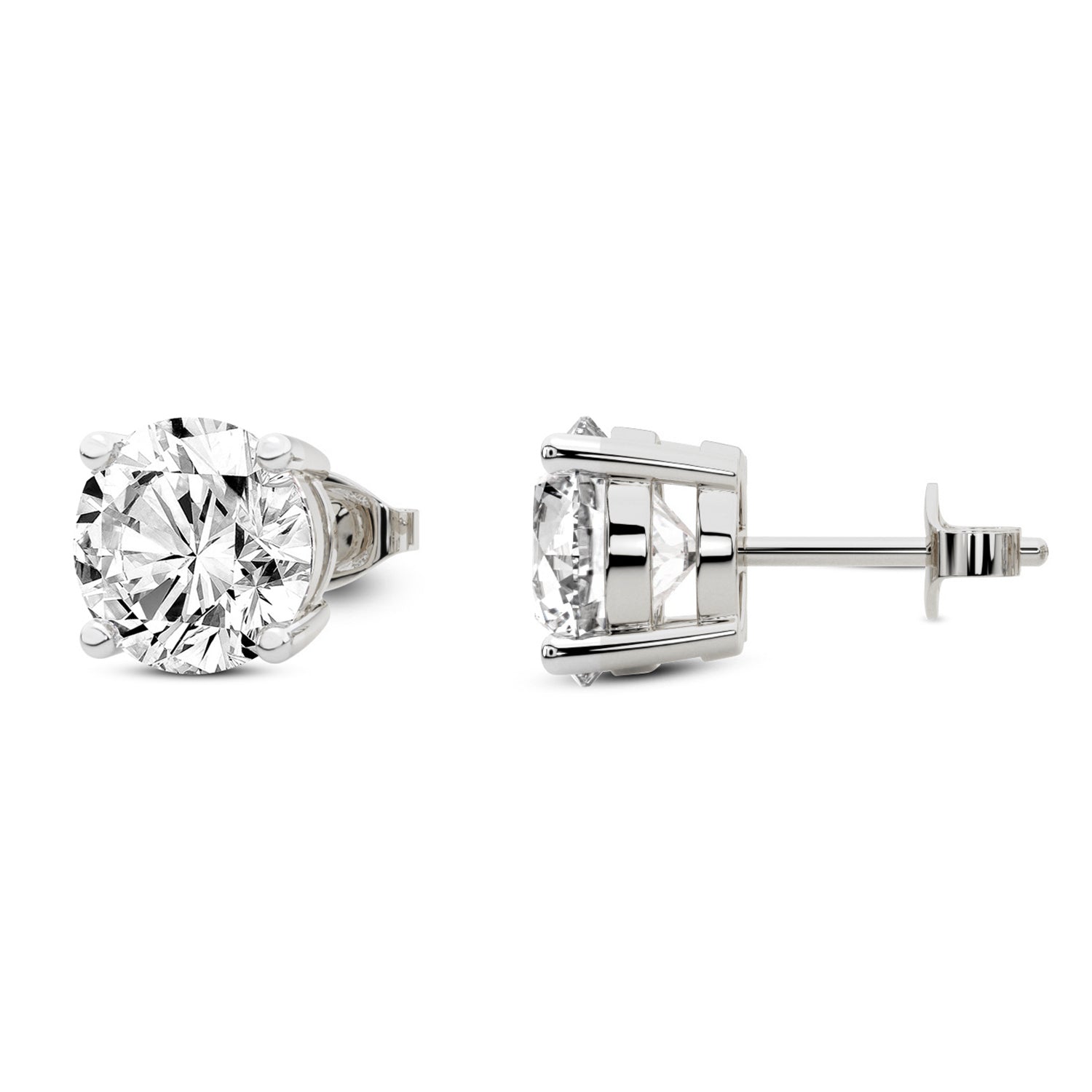 0.51 Ct  4 Prong Round Shape Diamond Earrings | 14K White Gold