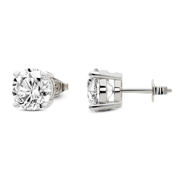 2 Ct  4 Prong Round Shape Diamond Earrings | 14K White Gold
