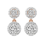 2.07 Ct  Round Shape Diamond Sasha Double Halo Earrings | 14K Rose Gold