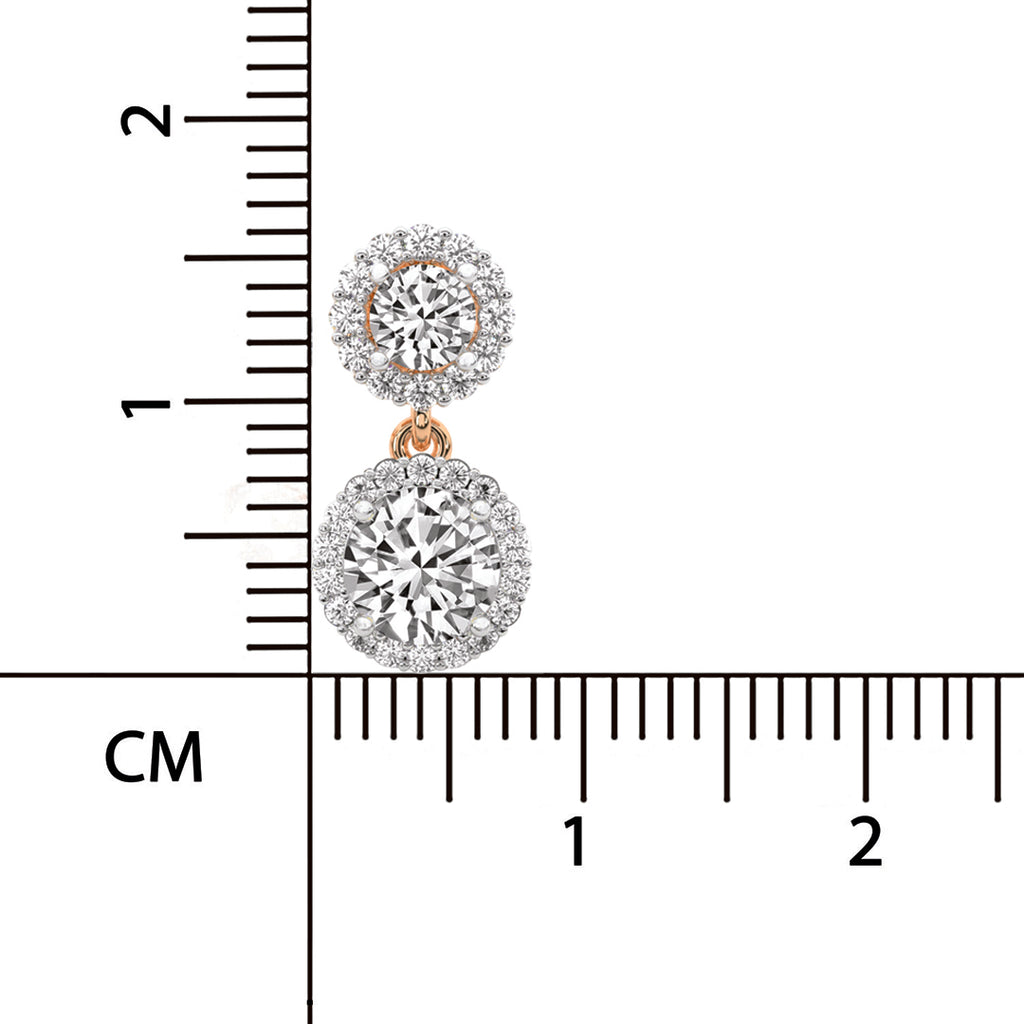 2.07 Ct  Round Shape Diamond Sasha Double Halo Earrings | 14K Rose Gold