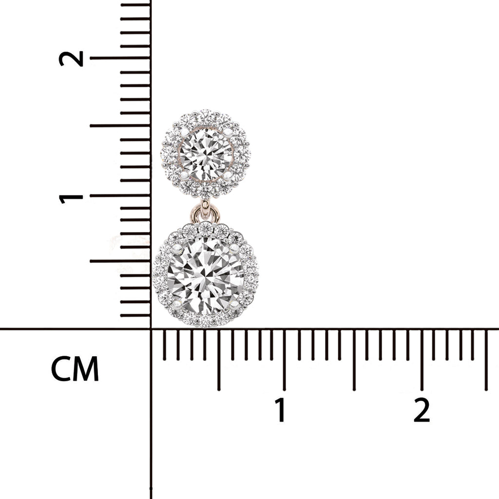 2.07 Ct  Round Shape Diamond Sasha Double Halo Earrings | 14K Rose Gold