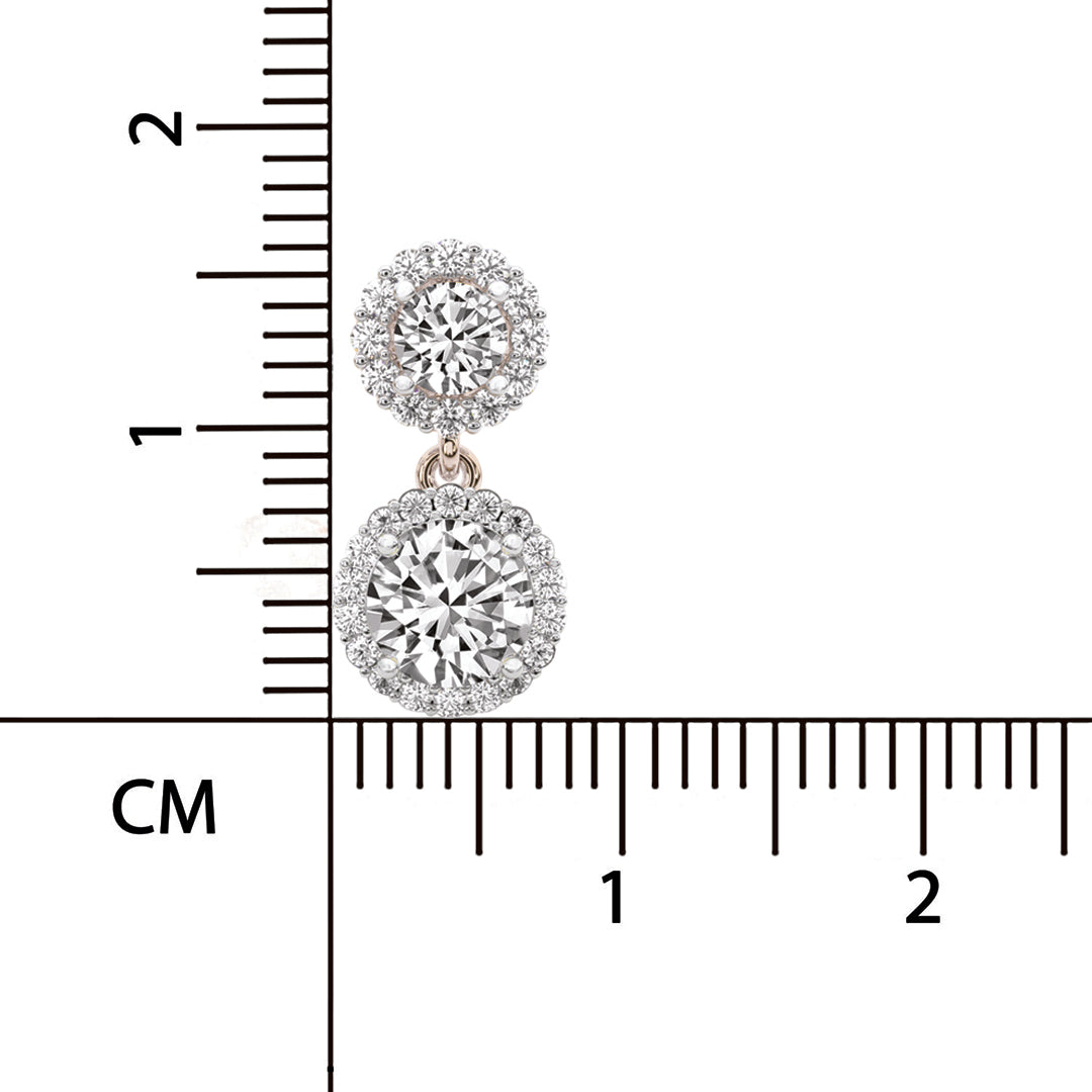 2.07 Ct  Round Shape Diamond Sasha Double Halo Earrings | 14K Rose Gold