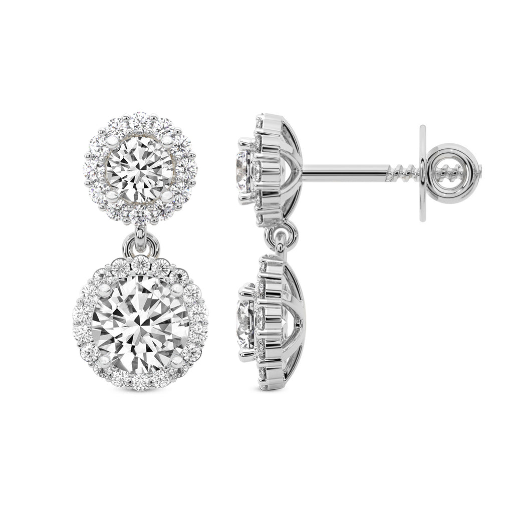 2.07 Ct  Round Shape Diamond Sasha Double Halo Earrings | 14K Rose Gold