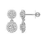 2.07 Ct  Round Shape Diamond Sasha Double Halo Earrings | 14K Rose Gold