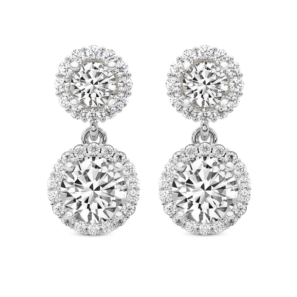 2.07 Ct  Round Shape Diamond Sasha Double Halo Earrings | 14K Rose Gold