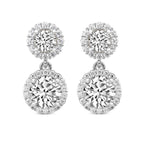 2.07 Ct  Round Shape Diamond Sasha Double Halo Earrings | 14K Rose Gold