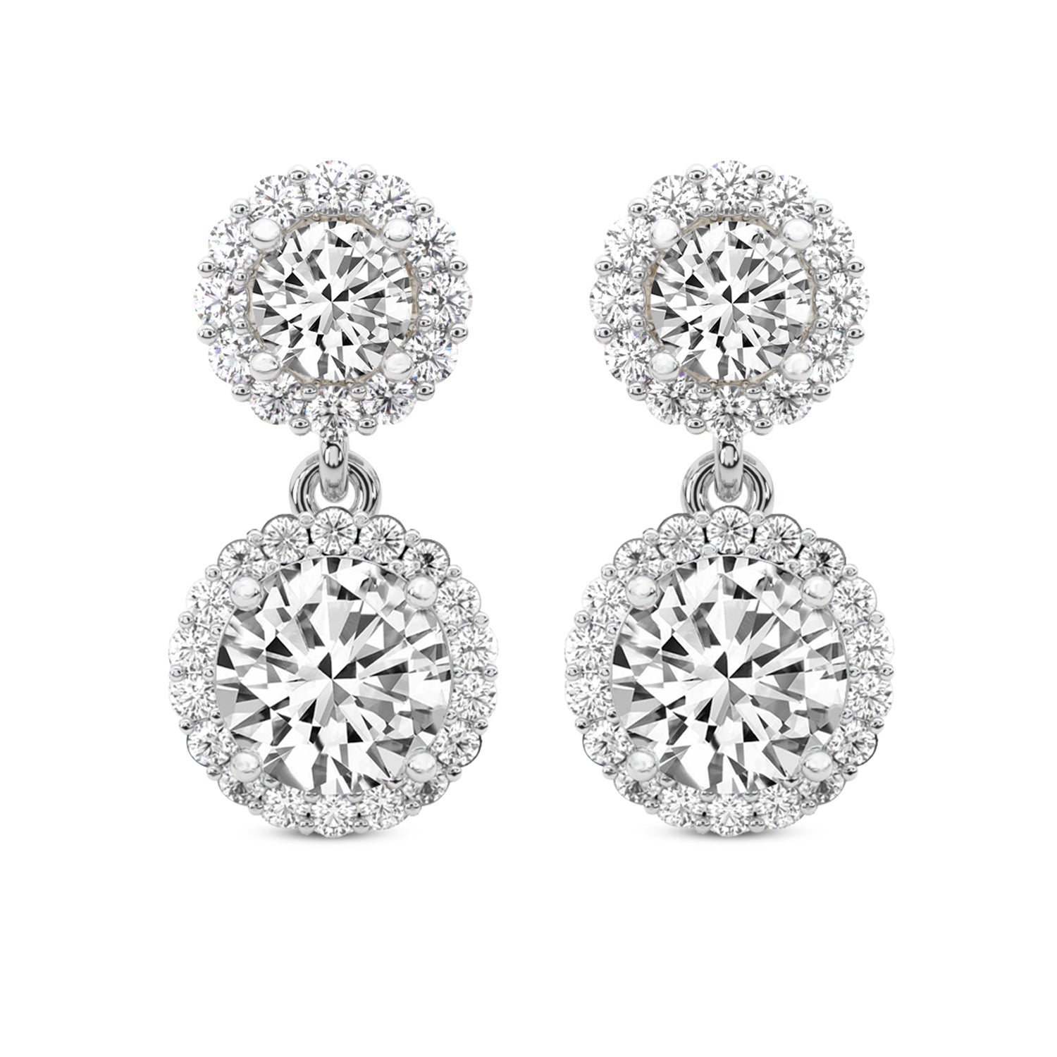 2.07 Ct  Round Shape Diamond Sasha Double Halo Earrings | 14K Rose Gold
