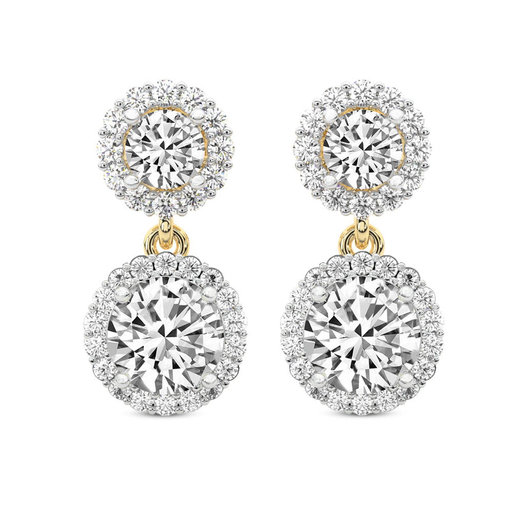 2.07 Ct  Round Shape Diamond Sasha Double Halo Earrings | 14K Rose Gold