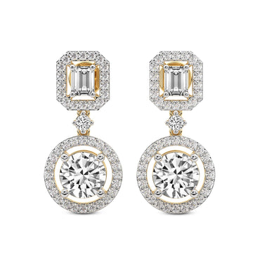 Sparkles Art Deco Halo Drop Diamond Earring